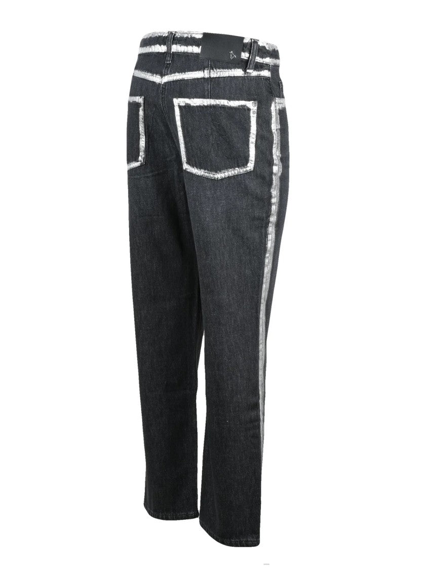 Patrizia Pepe Black Cotton Silver-Detail Jeans