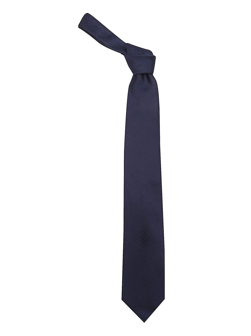 Zegna Lux Tailoring Herringbone Textured Navy Silk Tie