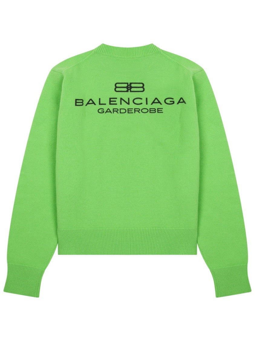 Balenciaga Vibrant Green Wool Jersey With Logo Accents