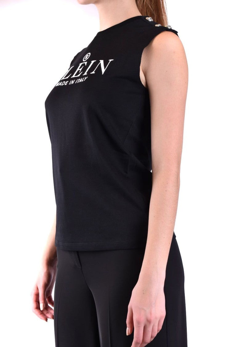 Philipp Plein Logo Print Sleeveless Top Elegant Detailing