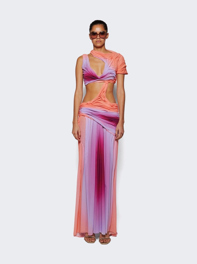 Di Petsa Long Wetlook Dress Sunset Gradient