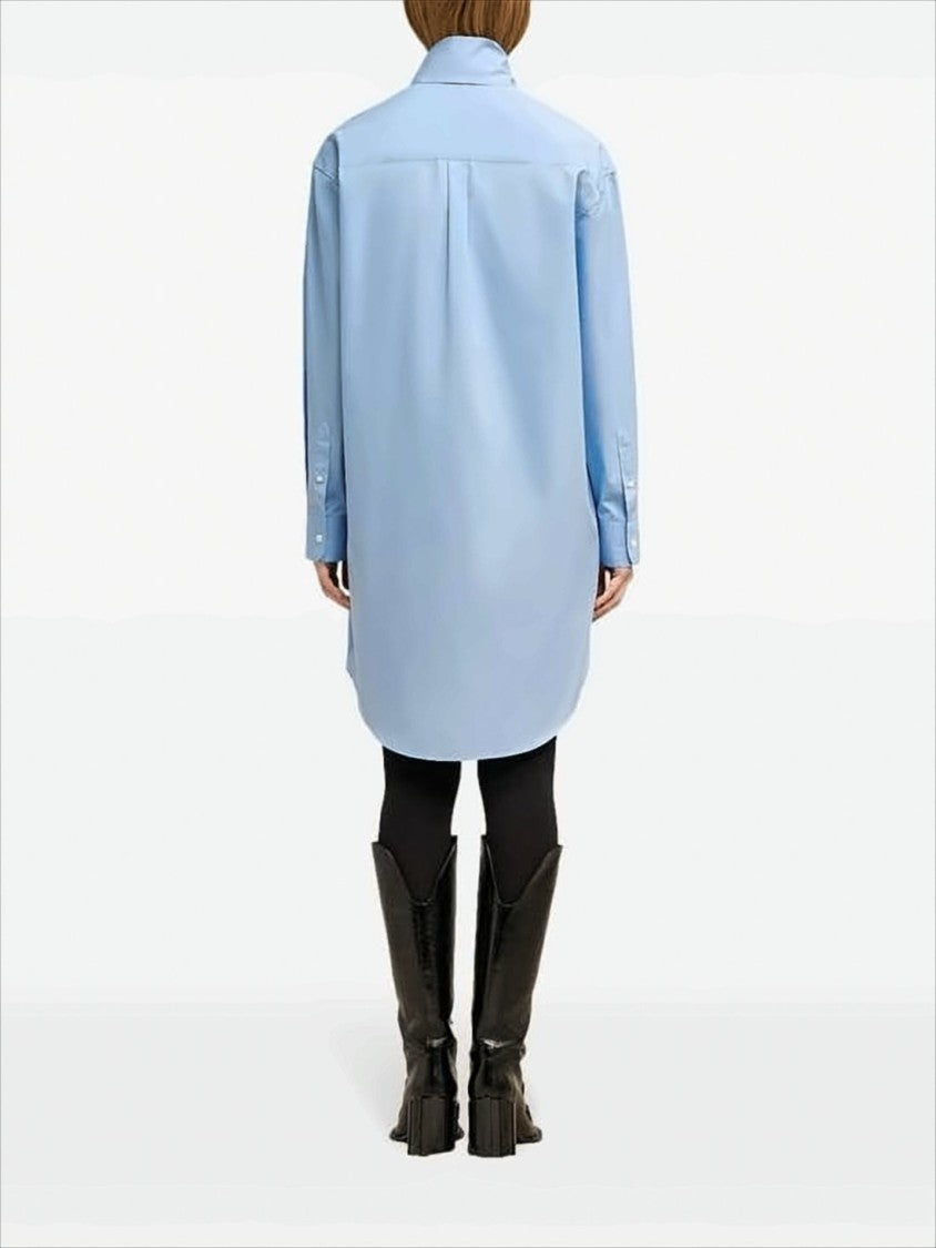 Ami Paris Light Blue Long-Sleeve Shirt With Oversized Bow Tie Detail