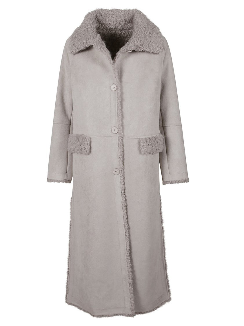 Valentini 1972 Reversible Plush Long Coat With Wide Collar