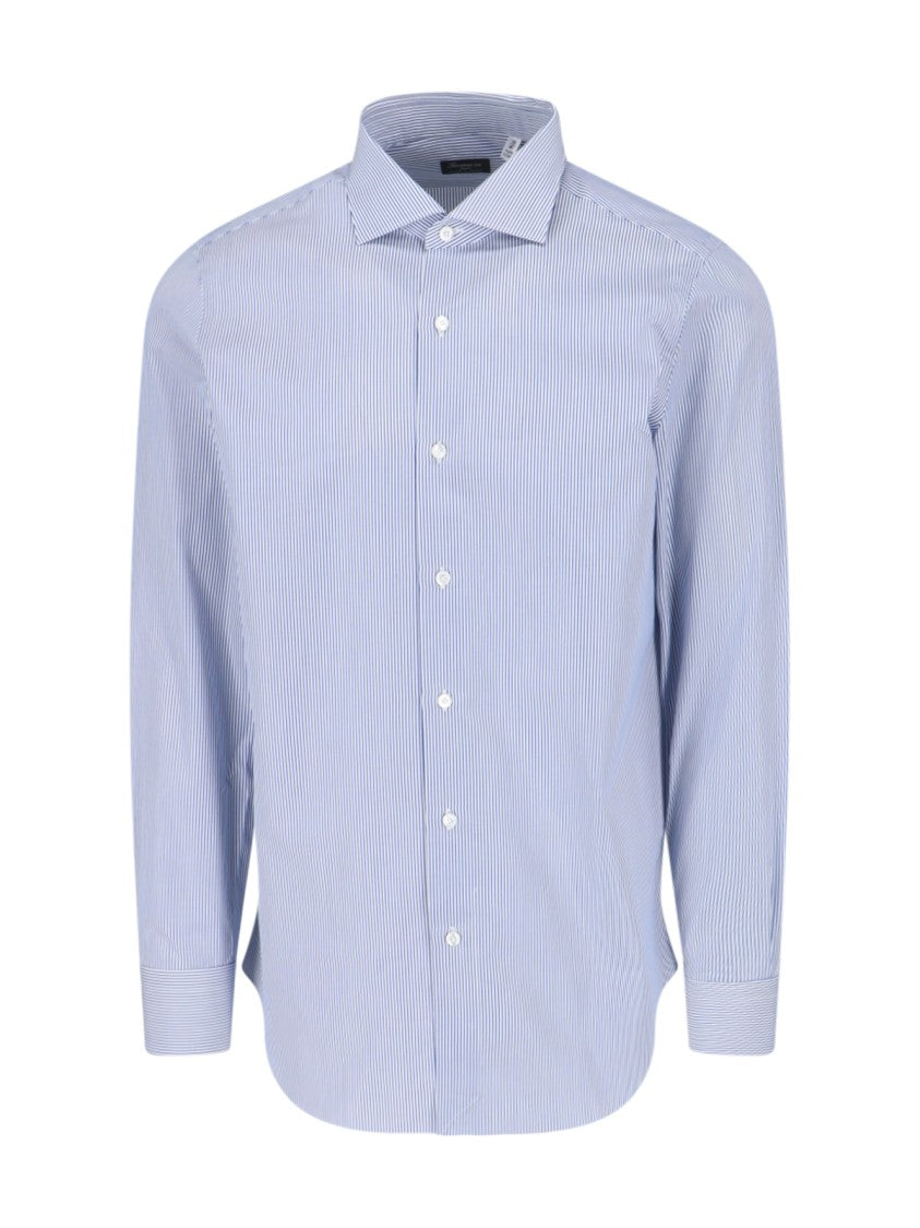 Finamore 1925 Striped Shirt – Blue