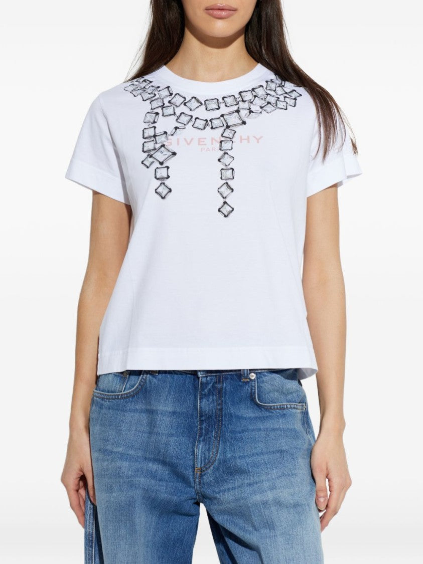 Givenchy White Silk And Nylon Crew Neck Top