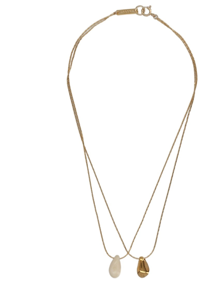 Isabel Marant Double Pendant Brass Necklace With Buffalo Bone Element