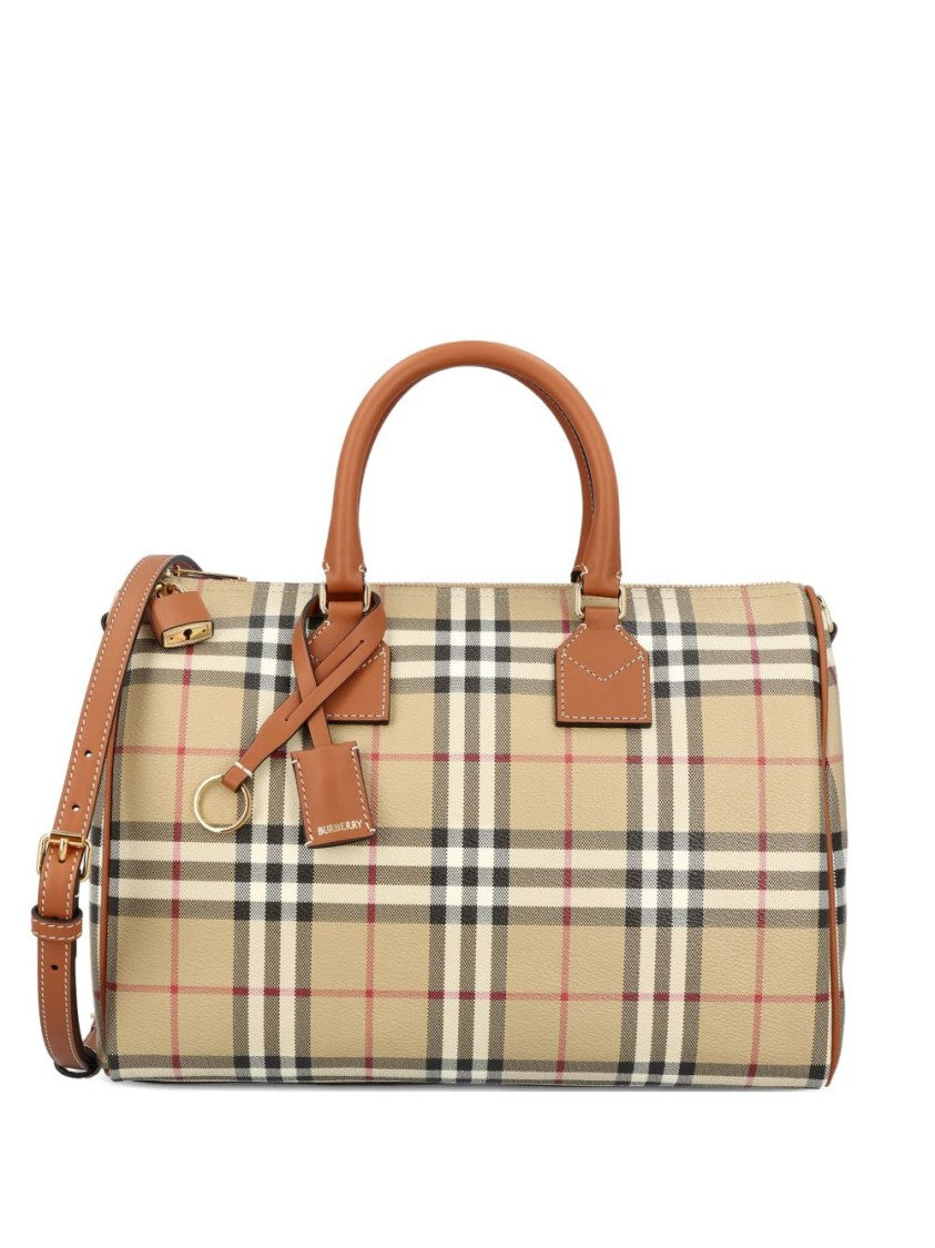 Burberry Barrel-Shaped Bag With Classic Check Pattern