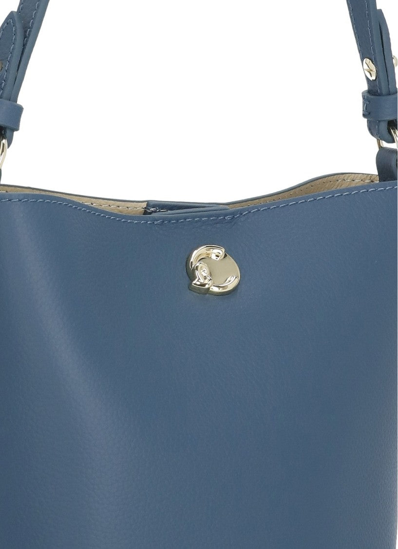Coccinelle Compact Structured Blue Leather Nikla Mini Bag