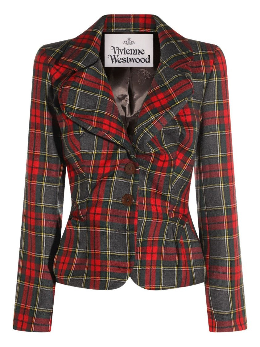 Vivienne Westwood Plaid Tailored Jacket With Notch Lapel And Button-Detail Cuffs