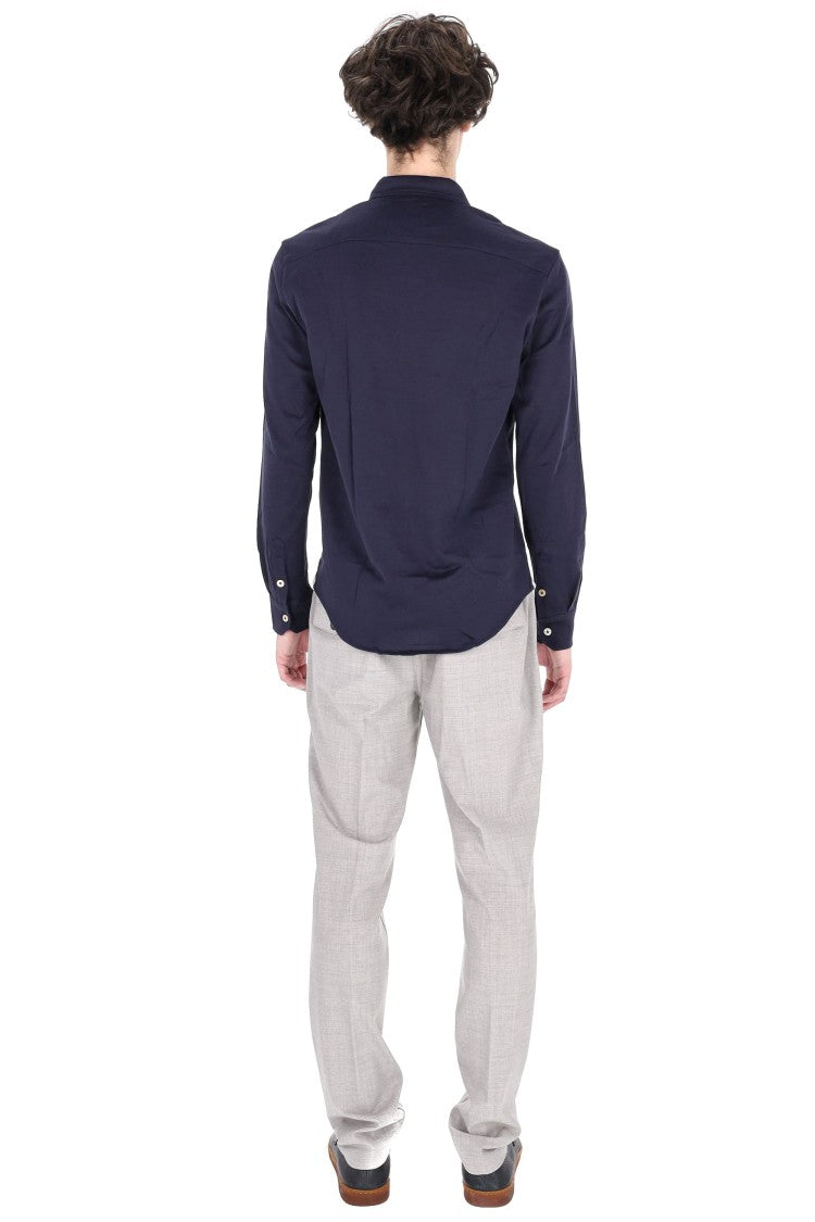 Eleventy Blue Cotton Jersey Casual Shirt