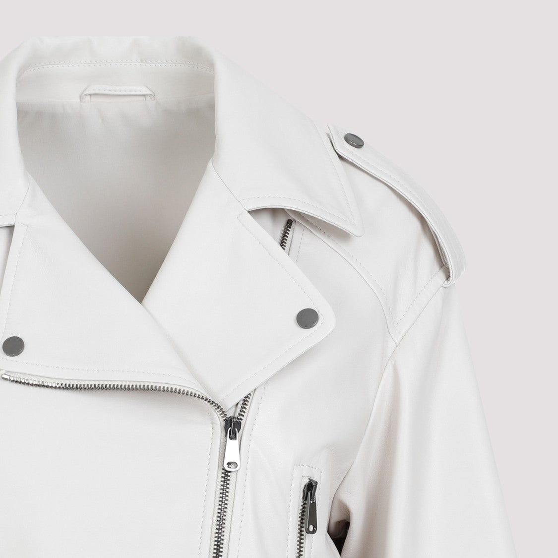 Brunello Cucinelli White Leather Jacket