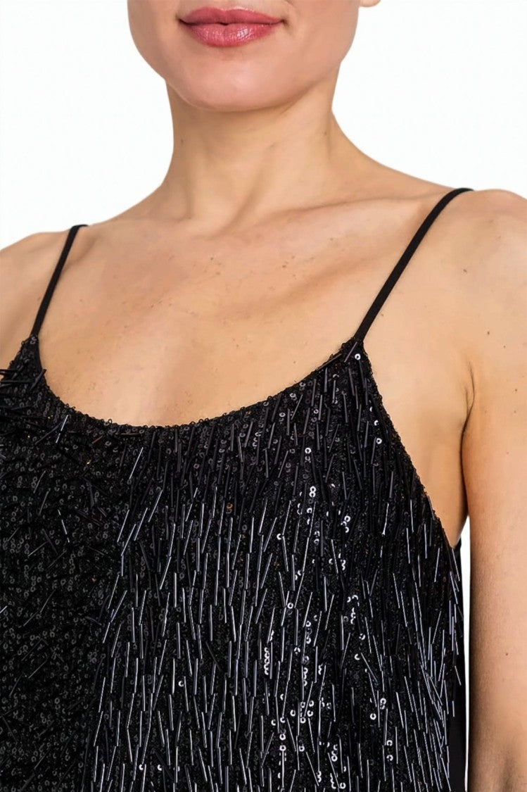 Twin-Set Black Sequin Embellished Beaded Sleeveless Top