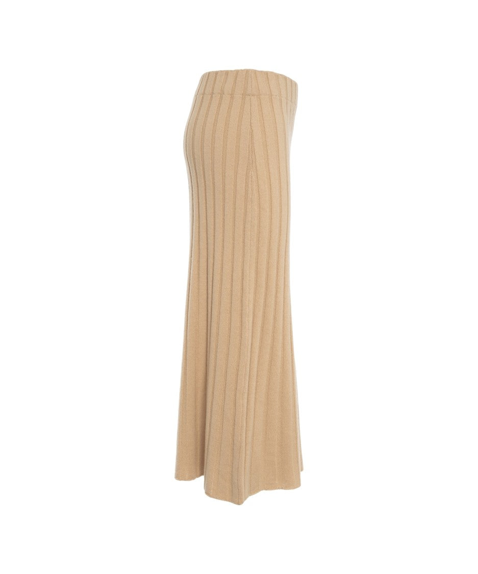 Peuterey Ribbed Knit Midi Skirt With Fitted Waist And Side Slit