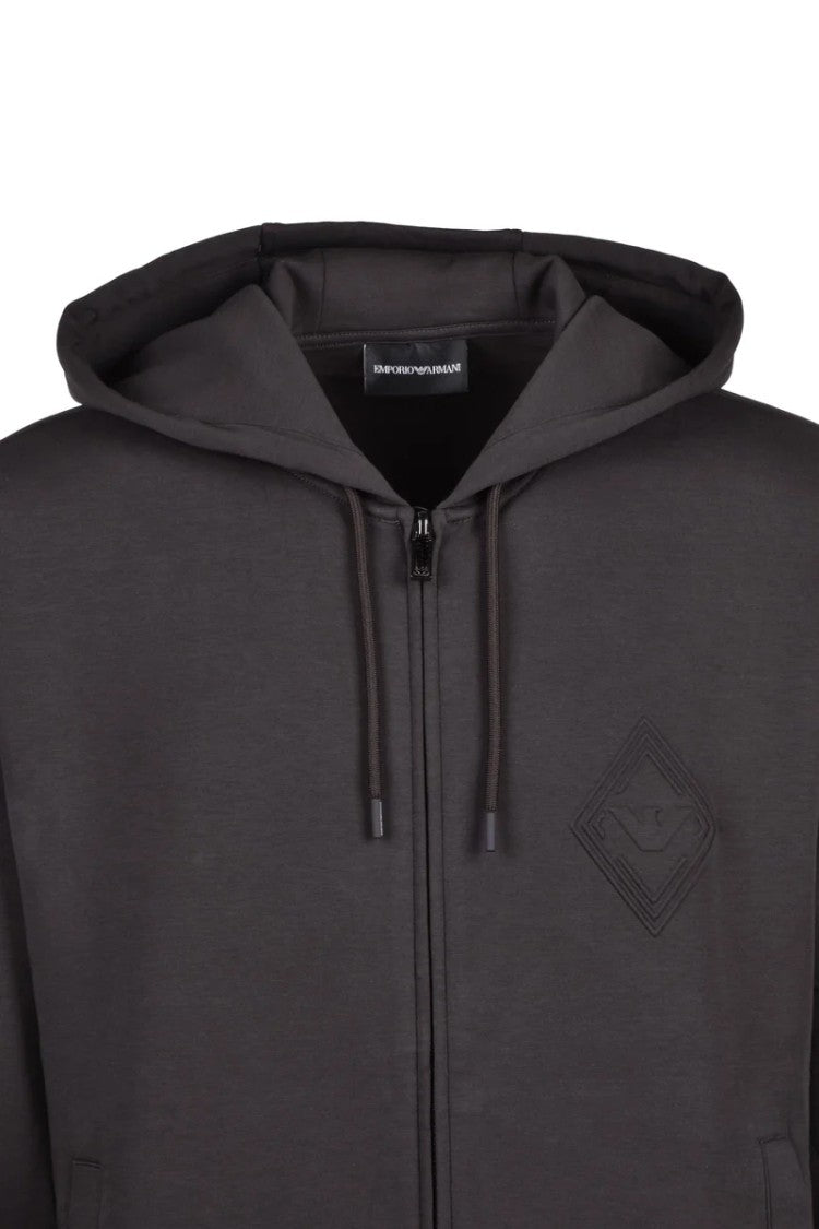 Emporio Armani Zip Hoodie Cotton Stretch - Grey