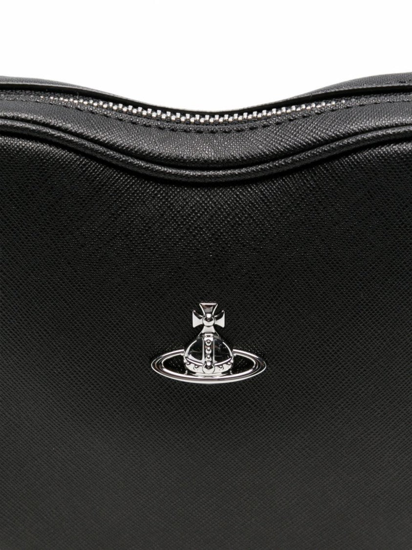 Vivienne Westwood Heart-Shaped Bag With Structured Silhouette And Silver Emblem