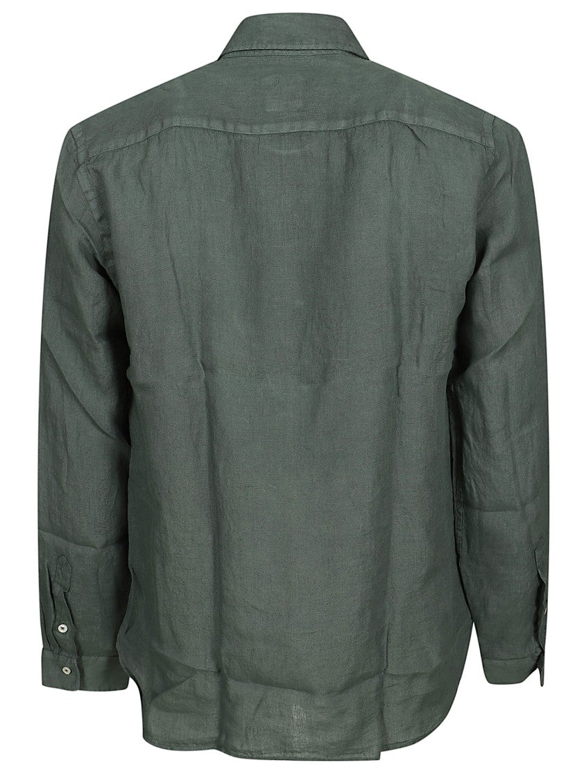 Xacus Linen Long-Sleeved Shirt With Button-Down Front And Classic Collar