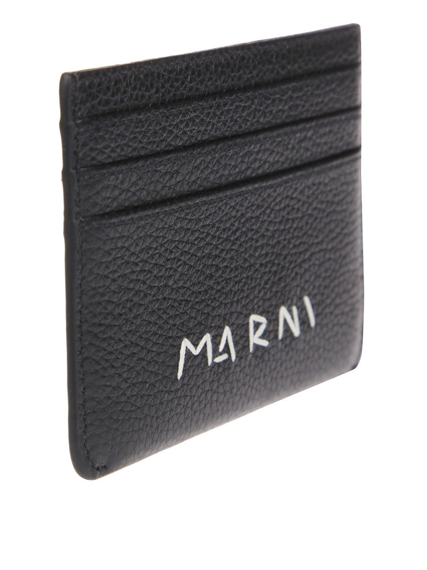 Marni Textured Black Wallet With Bold Logo