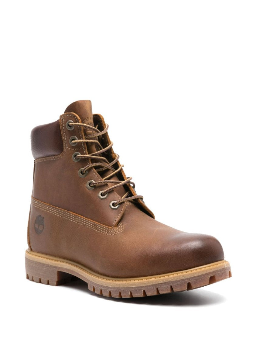 Timberland Brown Leather Ankle Boots With Padded Collar
