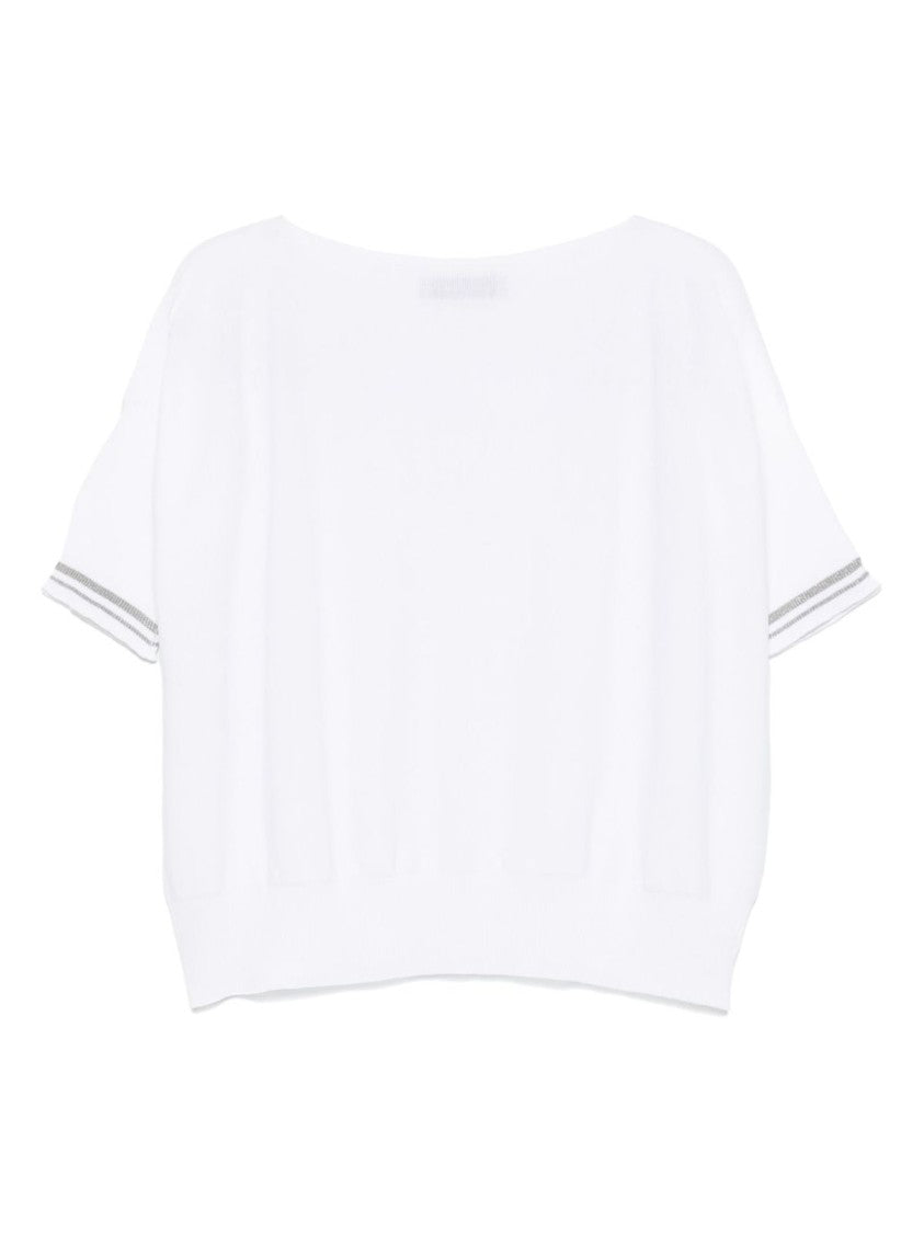 Dexterior Relaxed Fit White T-Shirt With Striped Accents
