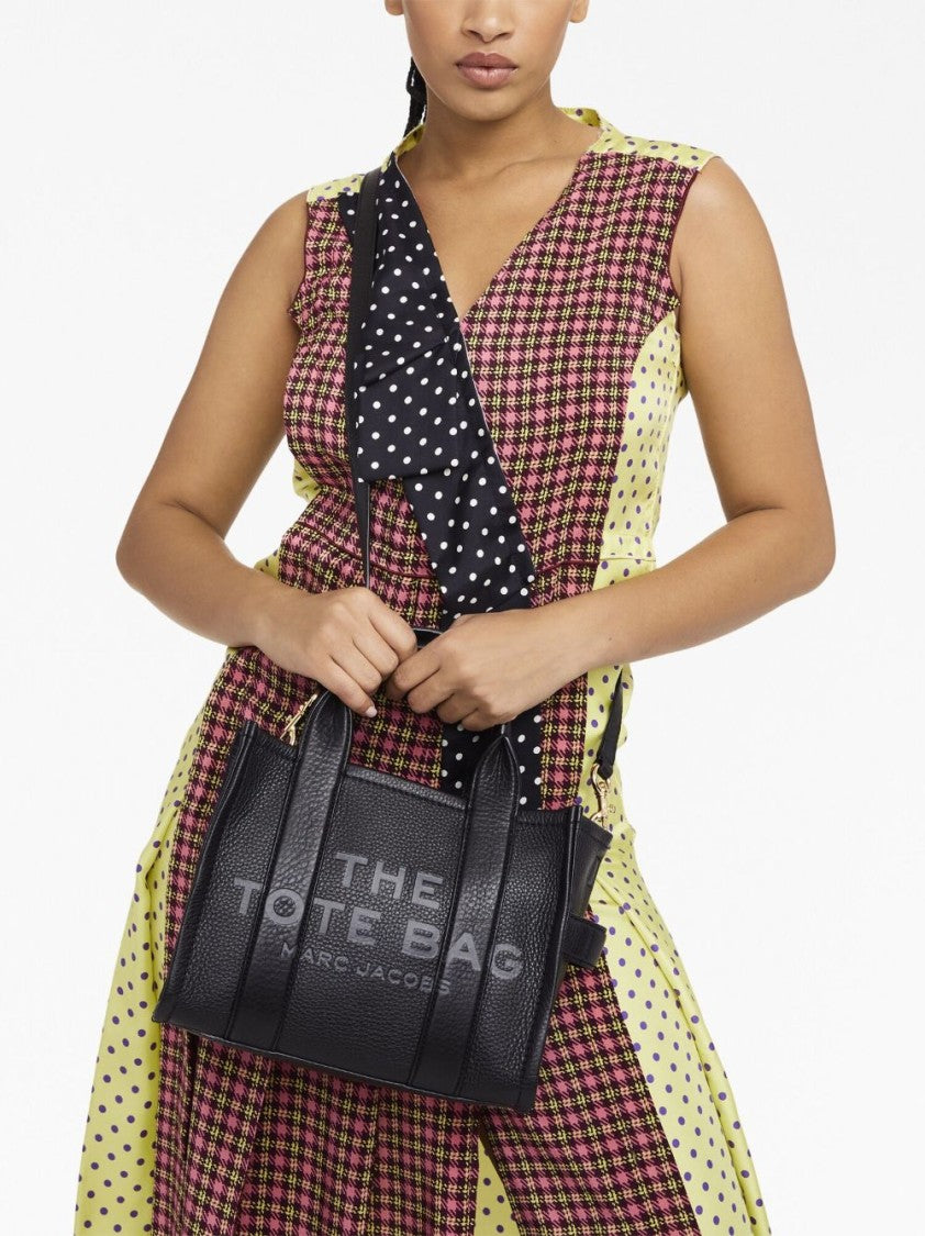 Marc Jacobs Structured Black Leather Tote With Debossed Logo