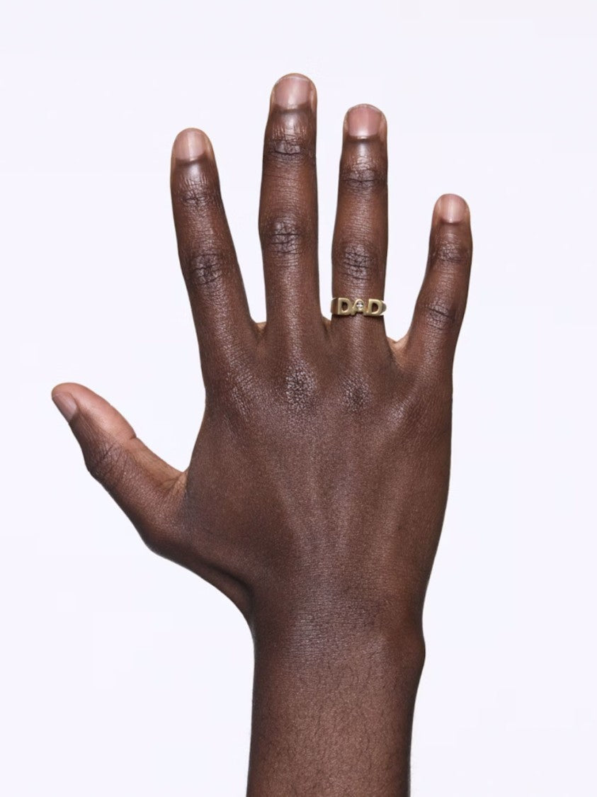 Maria Black Gold-Plated Dad Signet Ring With White Zirconia Accent