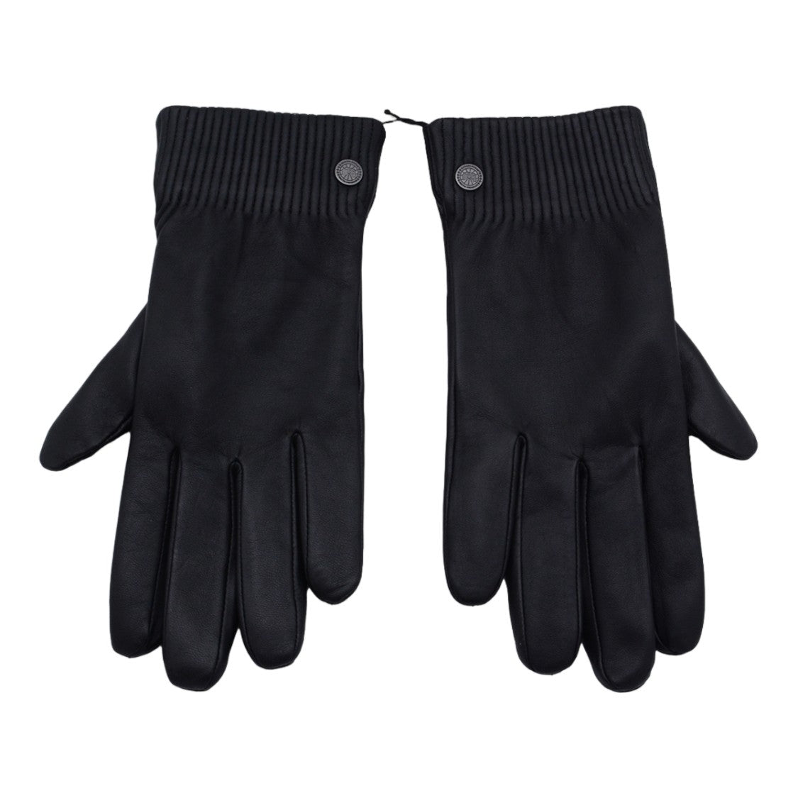 Canada Goose Smooth Leather Ribbed Cuff Button Gloves