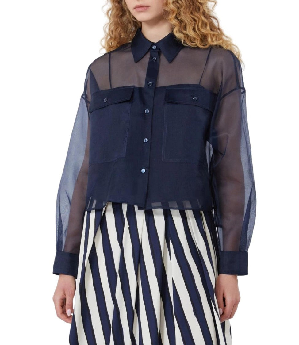 Max Mara Blue Wkdcolomba Silk Blend Shirt