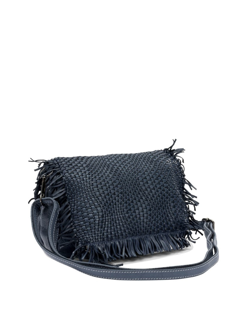 Giancarlo Nevola Woven Leather Shoulder Bag With Fringed Edges And Versatile Carrying Options