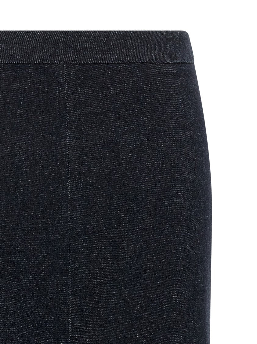 Tom Ford Fitted Black Midi Skirt With Flounce Hem