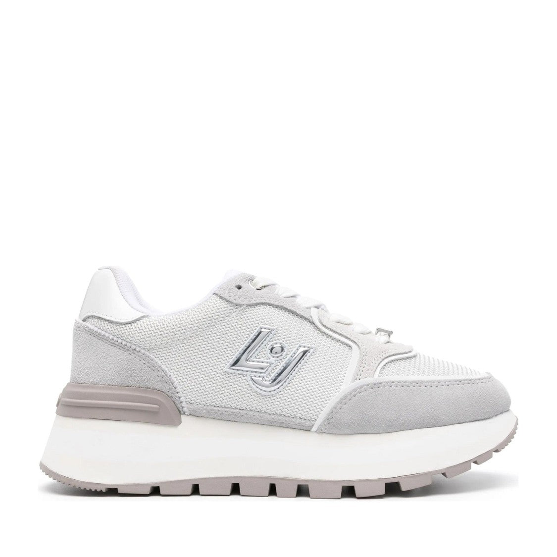 Liu Jo White Amazing 25 Metallic Detail Lace-Up Leather Sneakers
