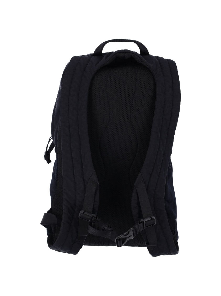 C.P. Company Black Backpack With Spacious Compartment And Padded Straps