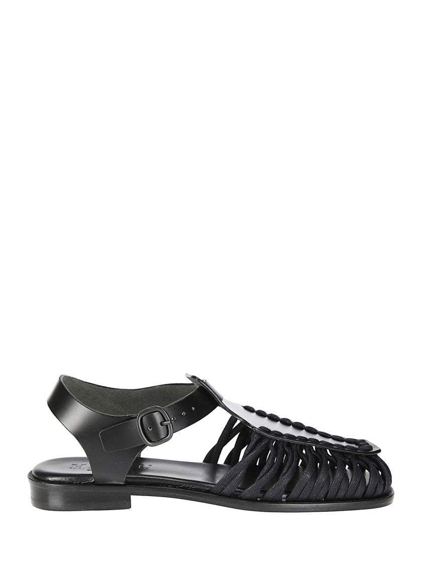 Hereu Smooth Grain Leather Cage Design Sandals