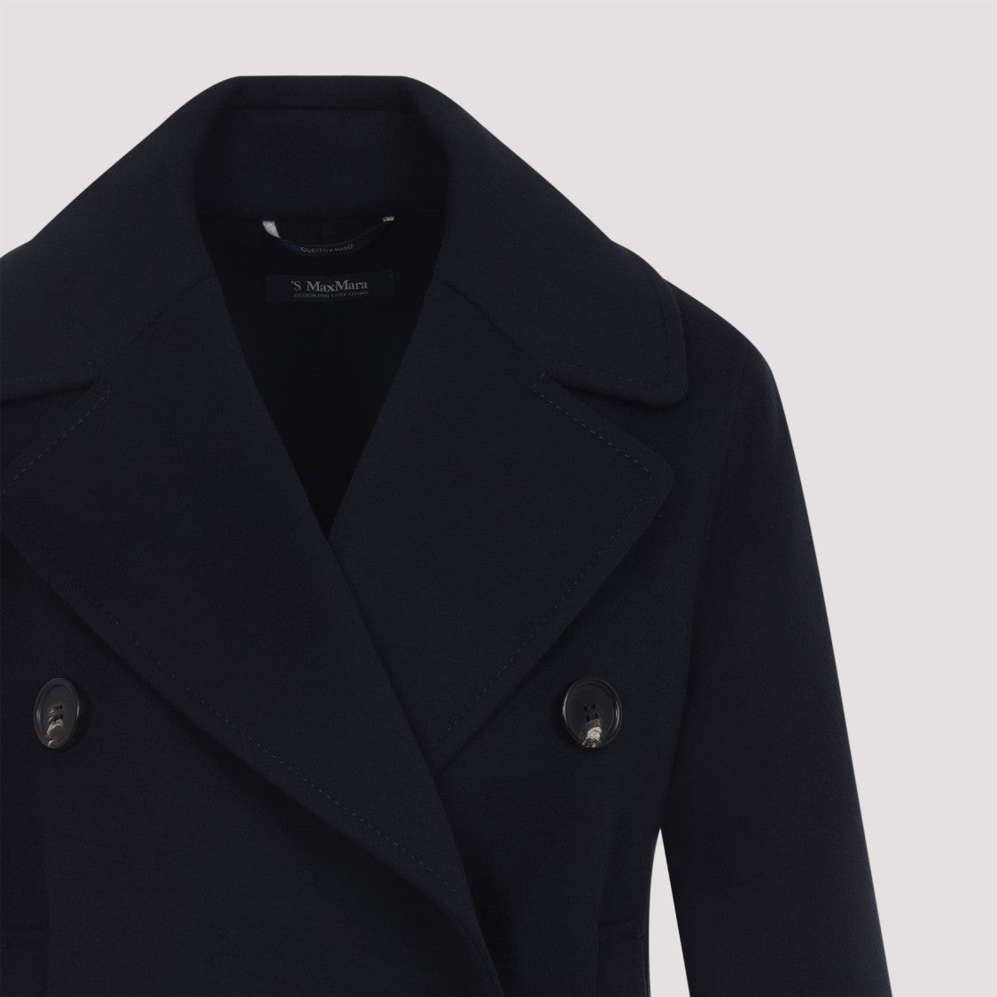 Max Mara Double-Breasted Blue Virgin Wool Caban Coat