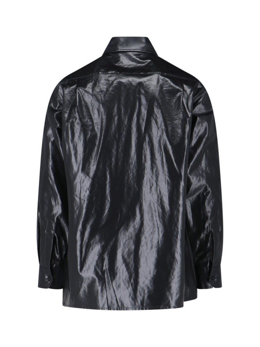 Mm6 By Maison Margiela Button-Up Black Shirt With Tailored Fit And Pointed Collar