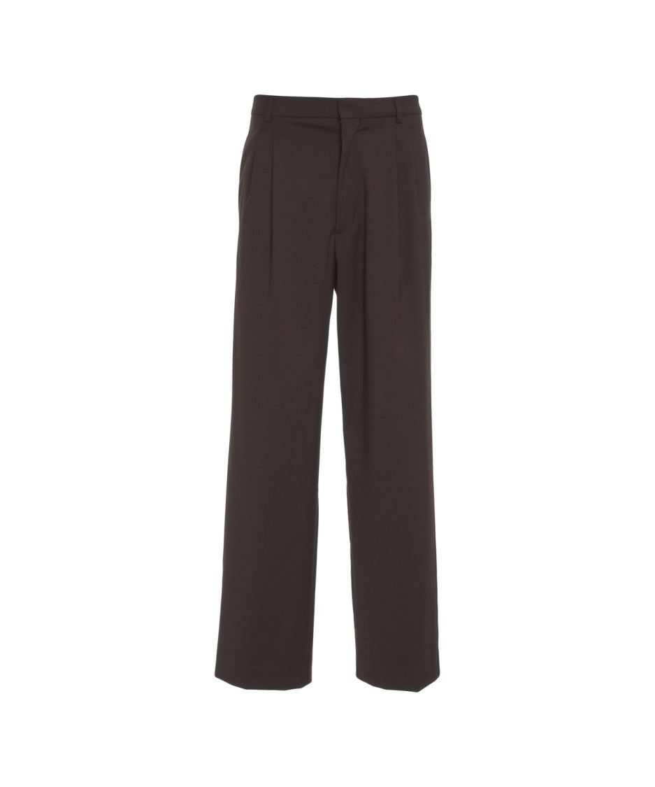 Amaranto Straight Leg Trousers With Subtle Pleats And Classic Waistband