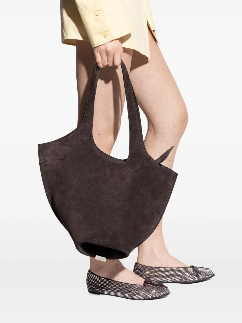The Attico Brown La Scoop Medium Suede Shoulder Bag