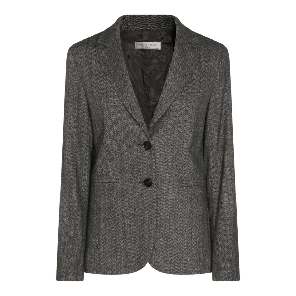 Antonelli Firenze Tailored Anthracite Herringbone Jacket With Notched Lapel