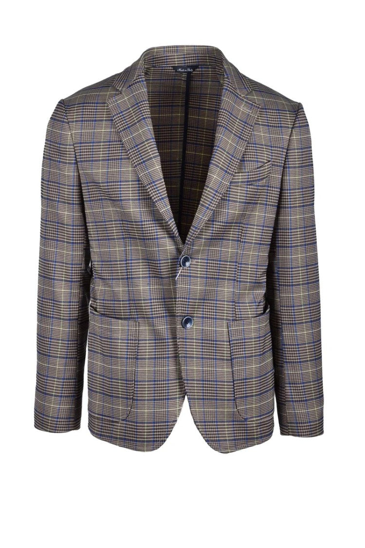 Domenico Tagliente Polyester Cotton Viscose Elastane Jacket - Brown/Blue