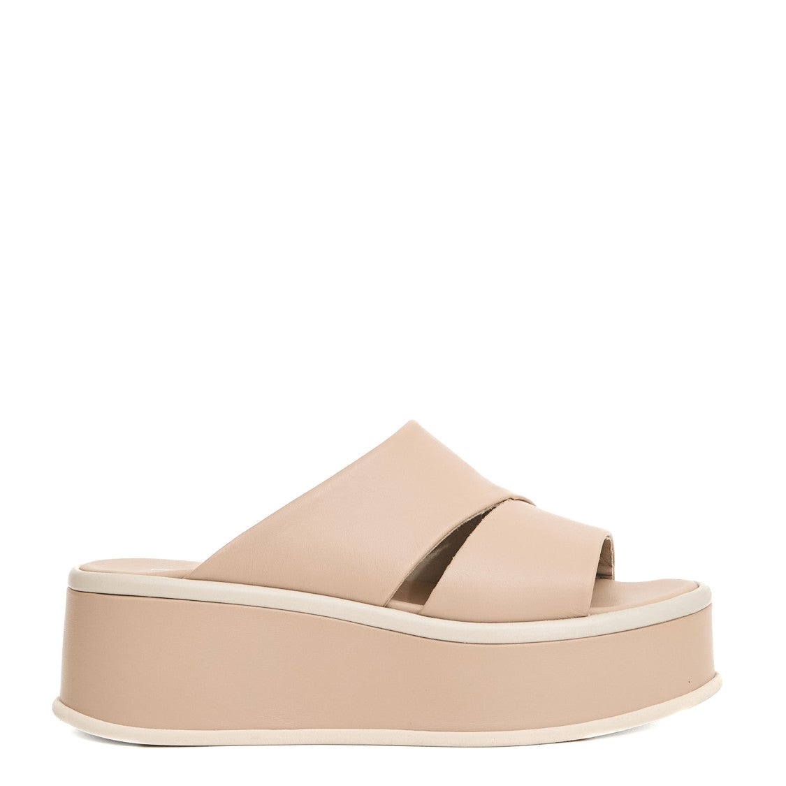 Patrizia Bonfanti 5Cm Beige Leather Wedge Slipper