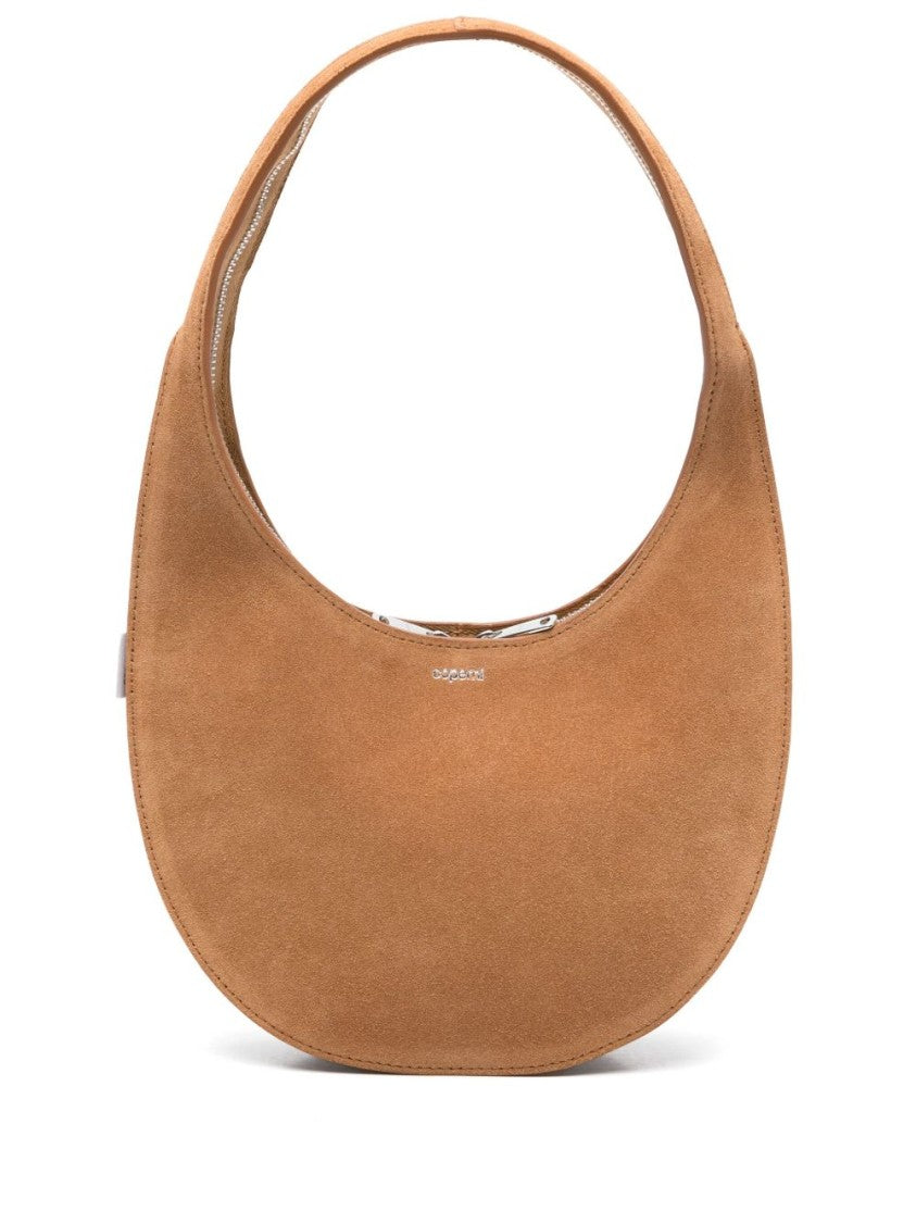 Coperni Brown Crescent Suede Top Zip Bag