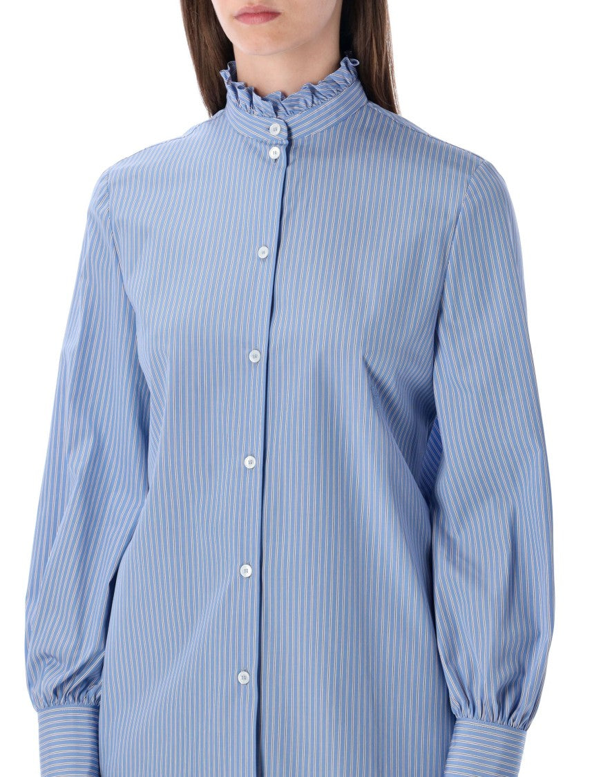 Valentino Garavani Ruffled High Collar Long-Sleeve Blouse
