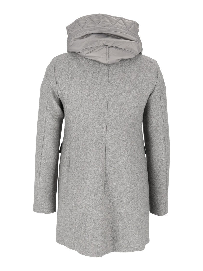 Fay Double-Breasted Toggle Coat With Quilted Nylon Hood