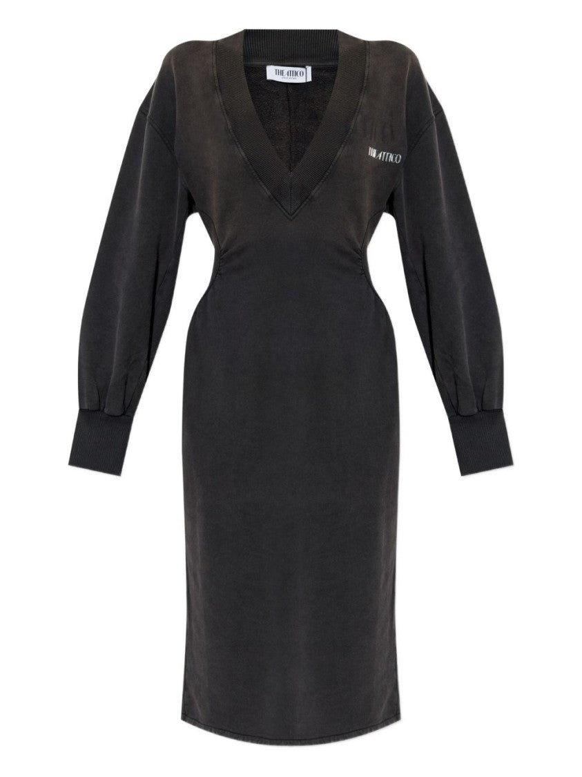 The Attico Faded Black American Fleece Midi Dress