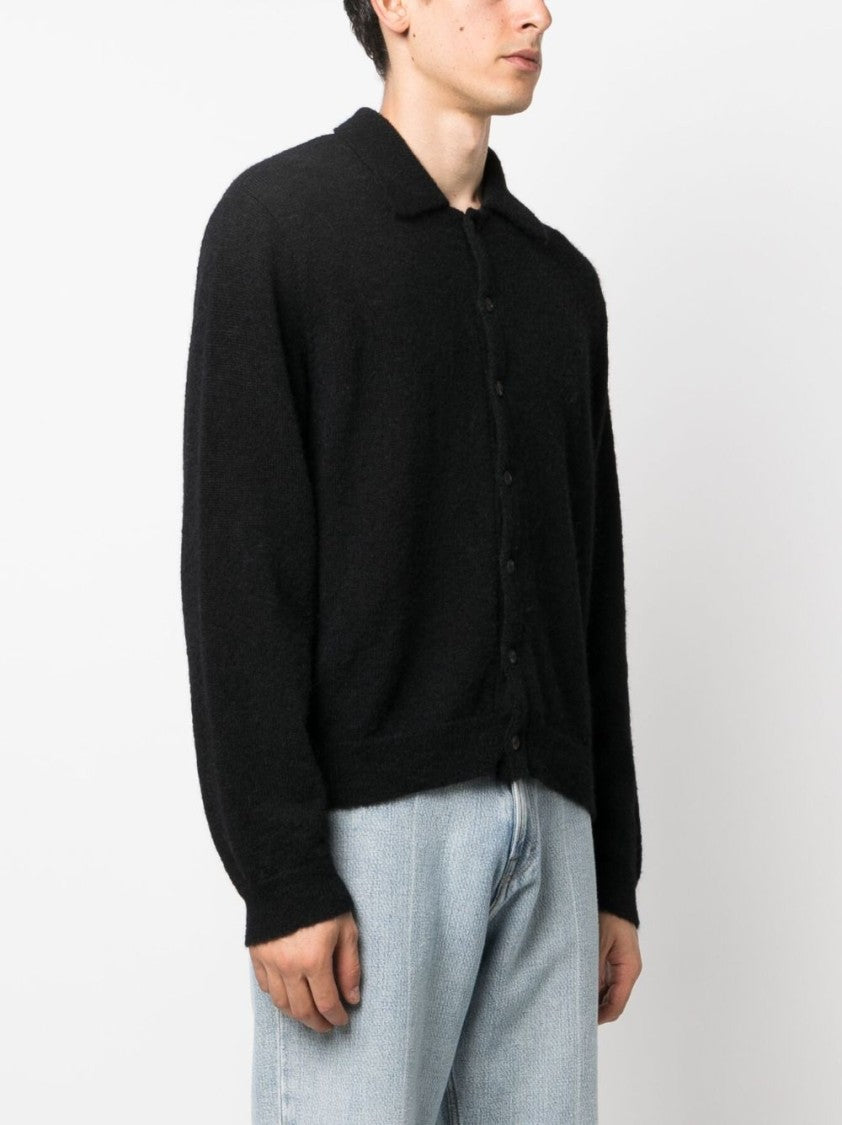Our Legacy Black Button-Up Fuzzy Cropped Cardigan