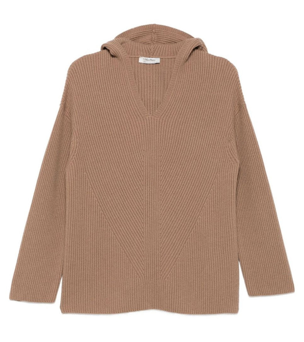 Max Mara Ribbed Knit Sweater With Chevron Pattern