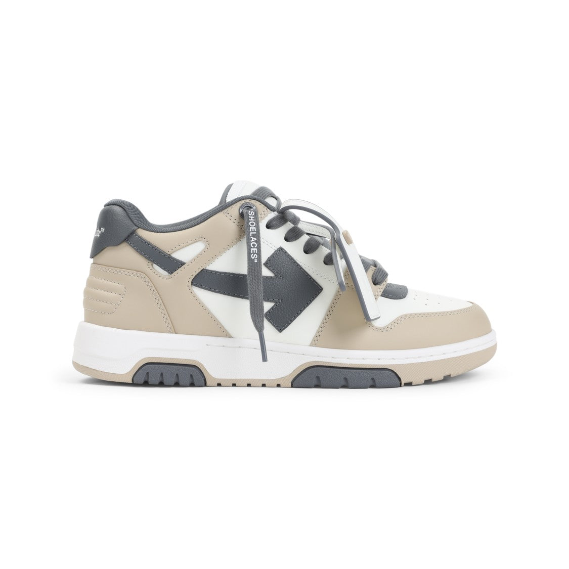 Off-White Low-Top Leather Sneakers With Unique Design