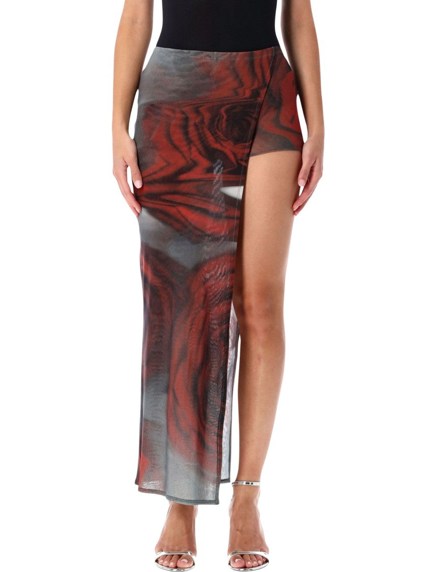 Jean Paul Gaultier Blurry Rose Midi Skirt