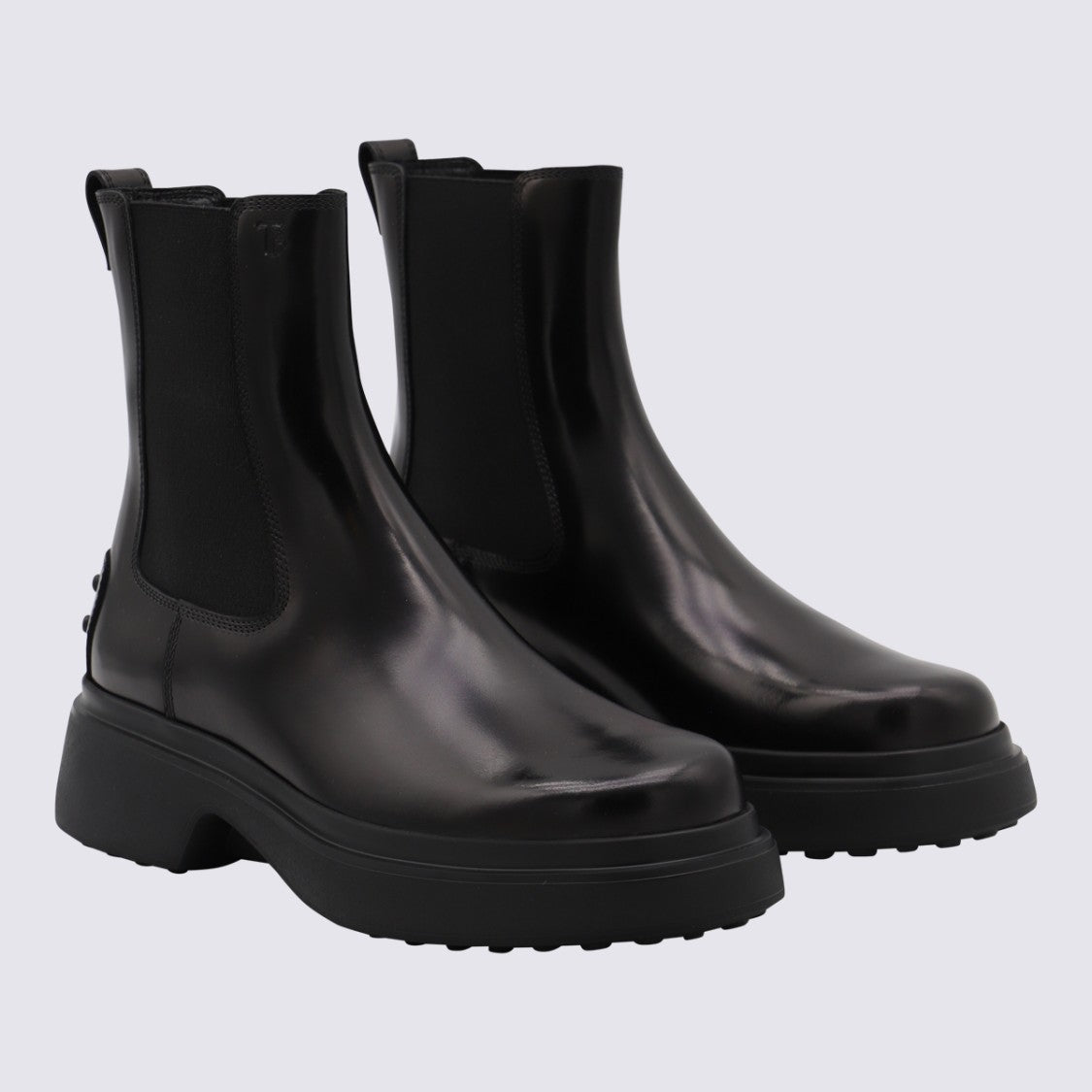 Tod's Chunky Sole Black Leather Slip-On Boots