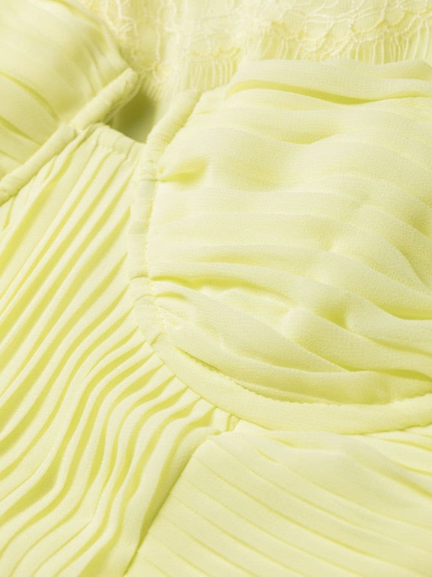 Self-Portrait Chiffon Lace Detail Mini Dress