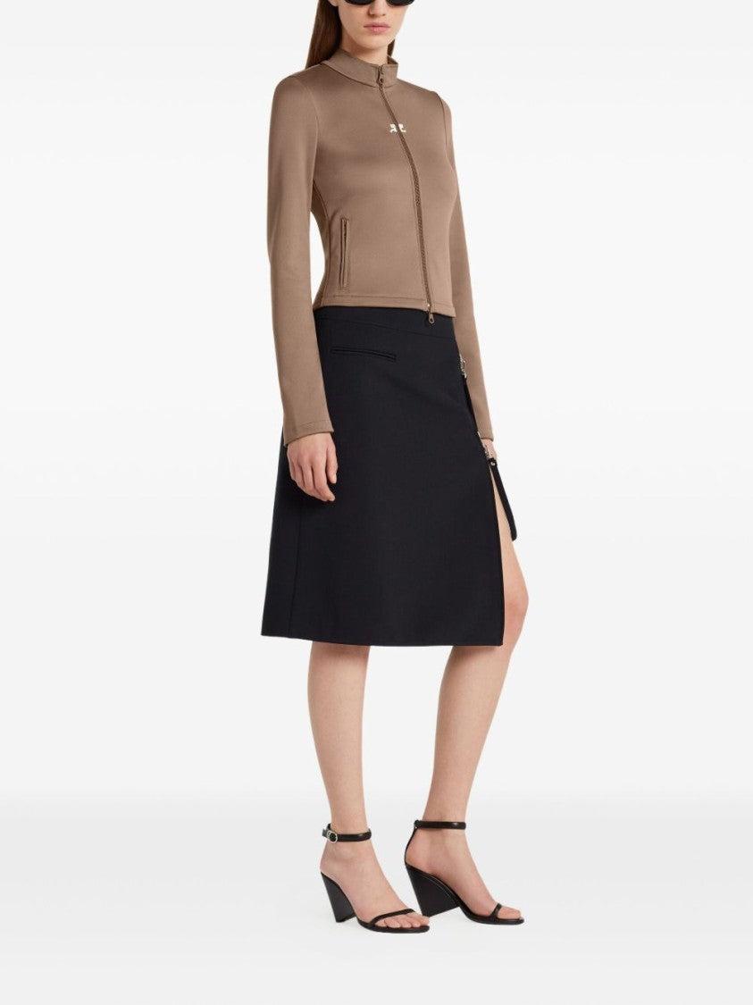 Courrèges Flared Black Midi Skirt